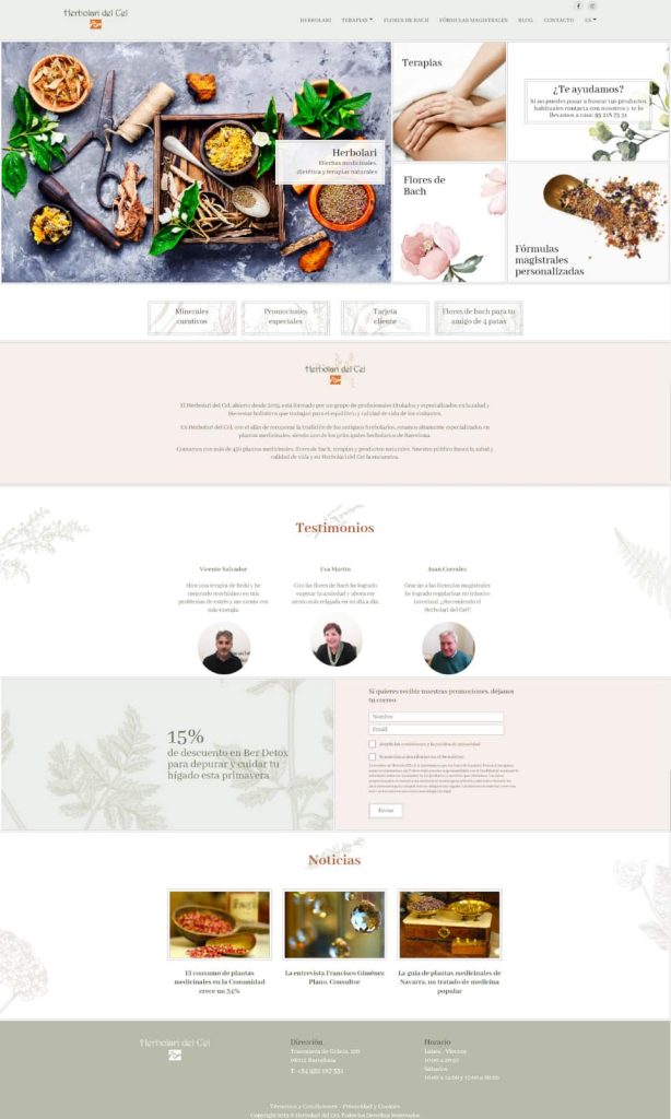 Diseño web para Herbolario