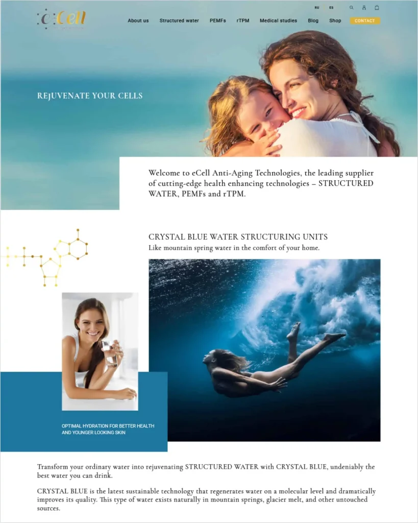 Diseño web para tecnología anti-aging E-Cell