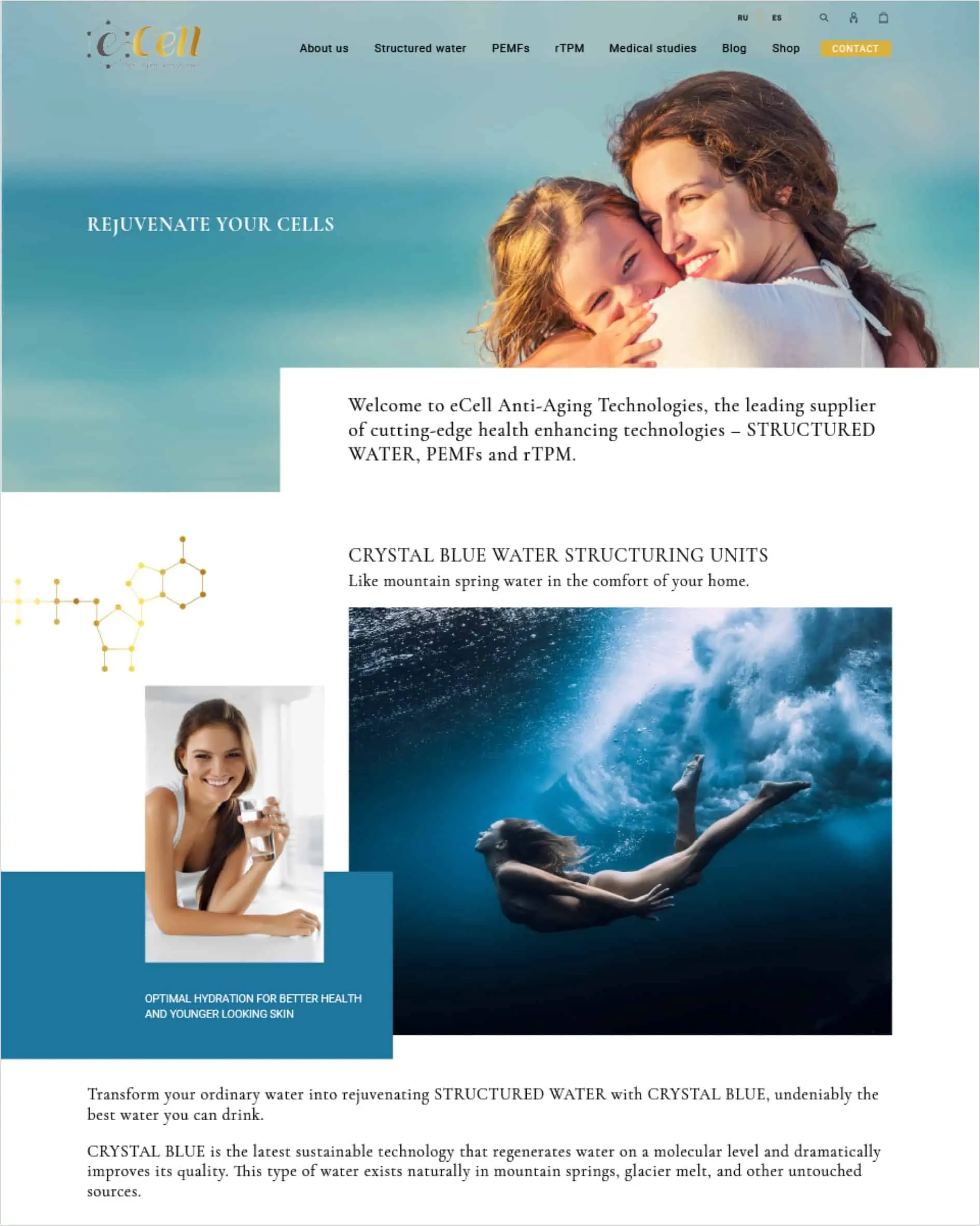 Diseño web para tecnología anti-aging E-Cell