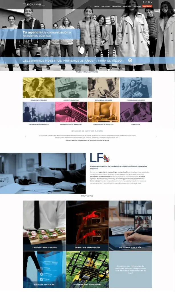 Diseño web para agencia de comunicación LF Channel