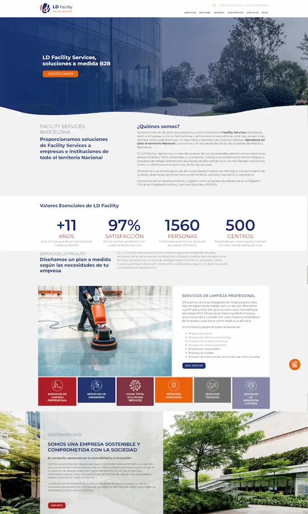 Diseño Web para servicio a medida para empresas LD Facility