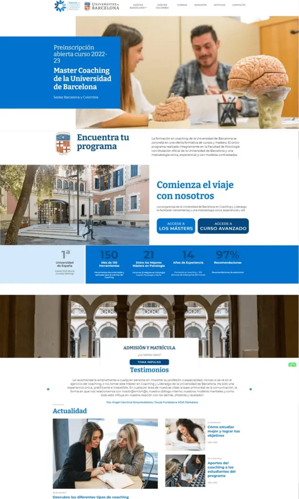 Diseño Web para Master Coaching UB