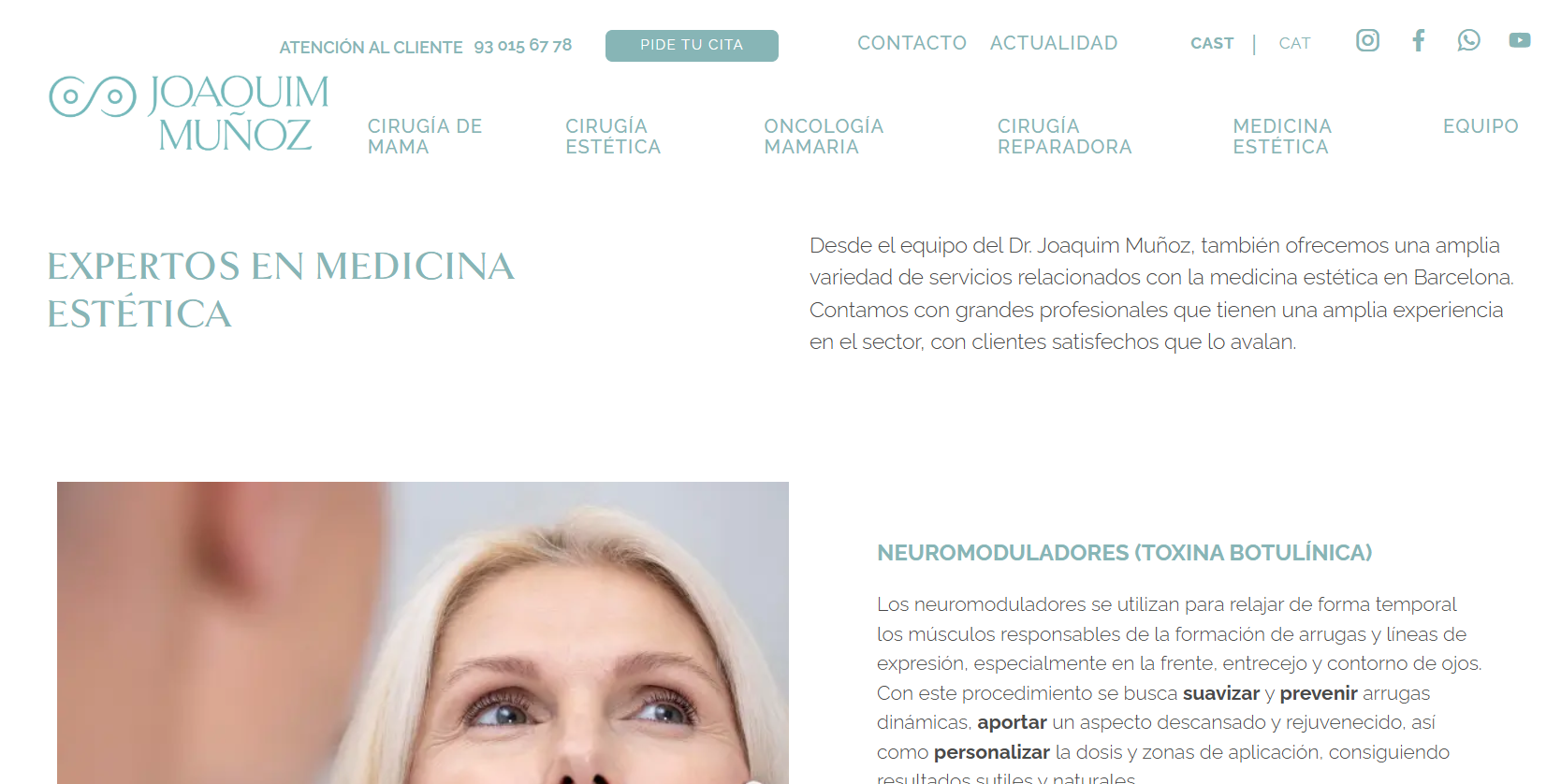 Diseño web para clínica de estética - Doctor Joaquim Muñoz