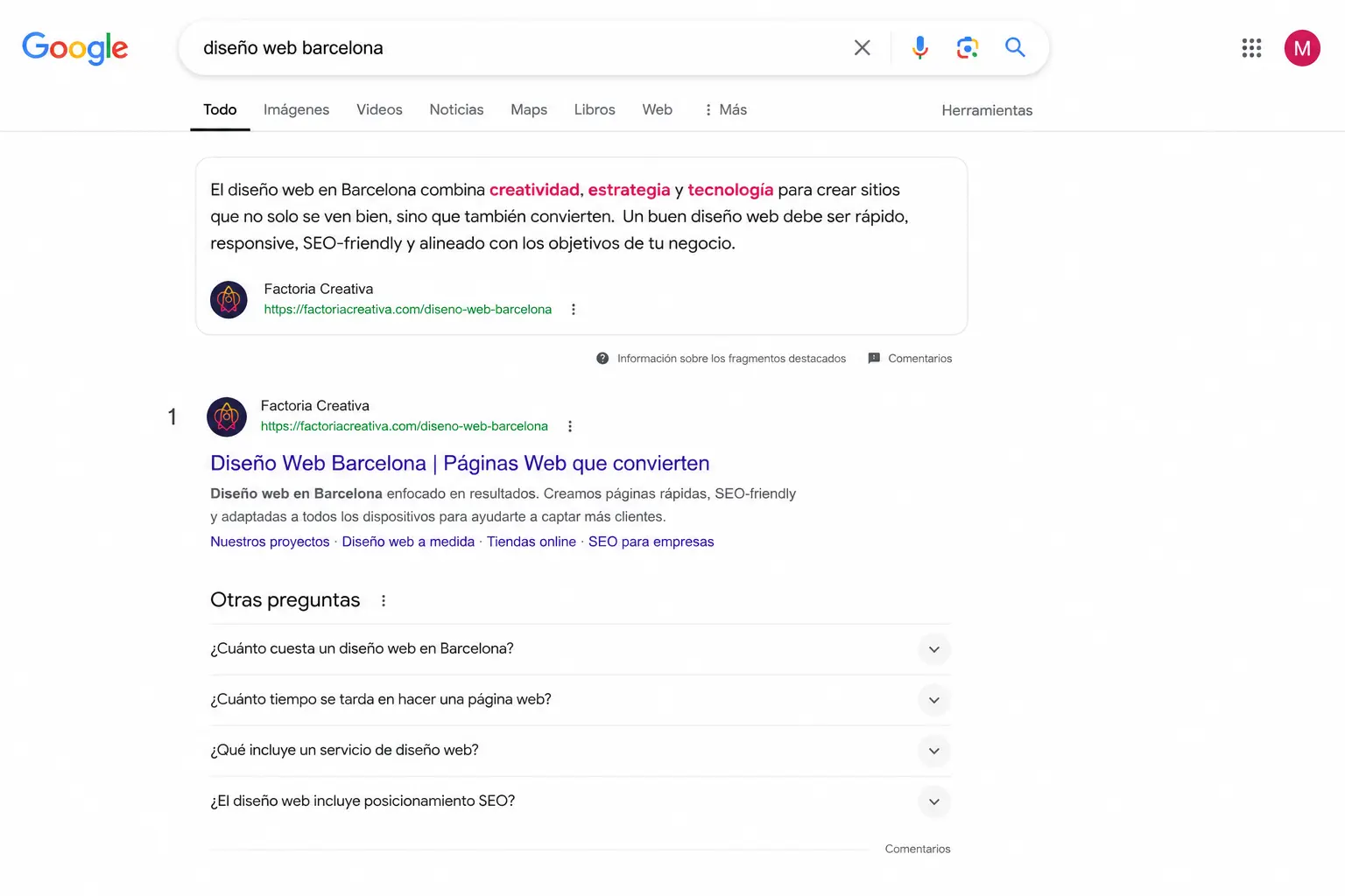Top rankings on Google